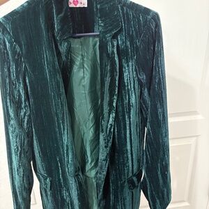 BuddyLove Teal Crushed Velvet Blazer – Boutique Statement Jacke